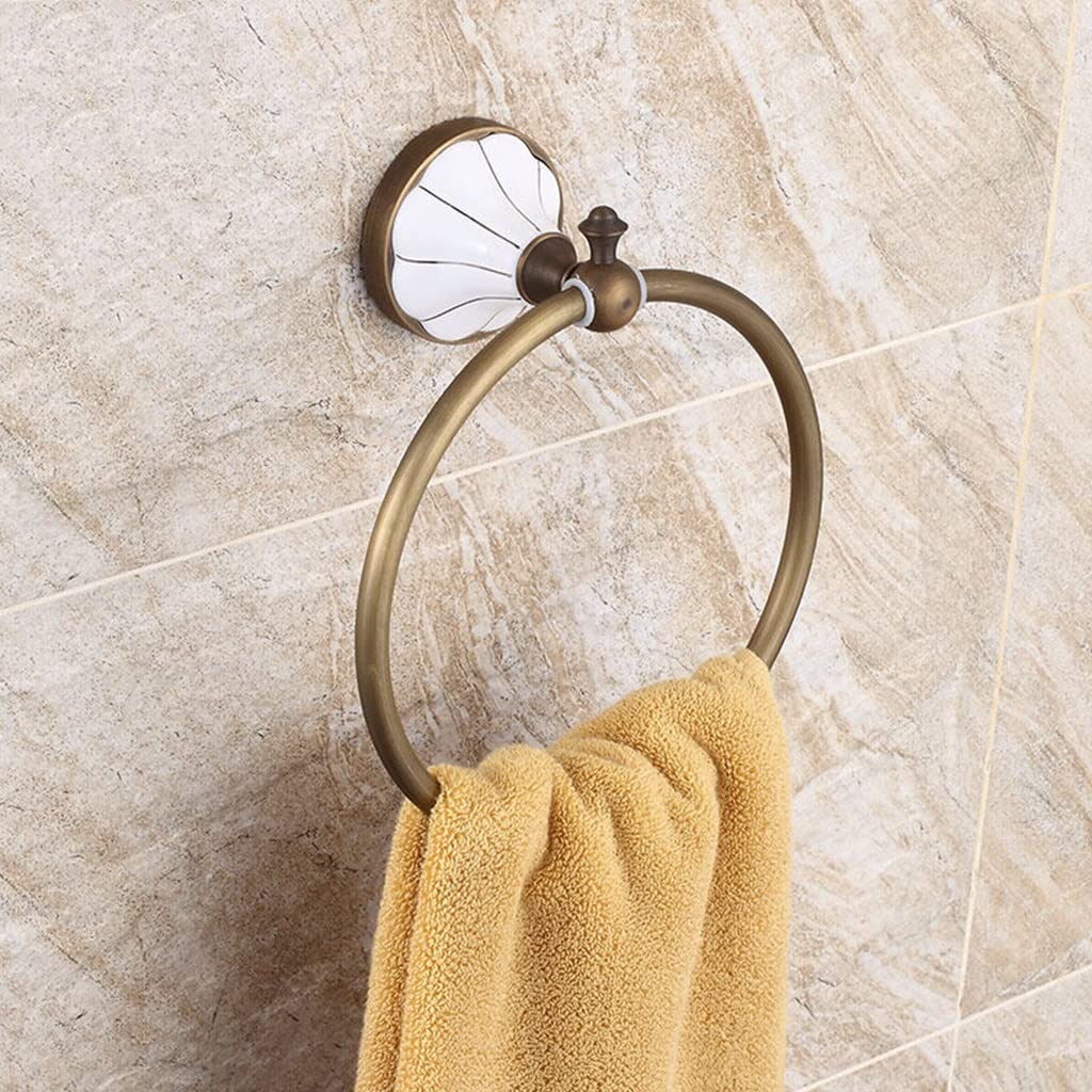 Anneau porte-serviettes mural rétro en bronze vert pour support suspendu de salle de bain