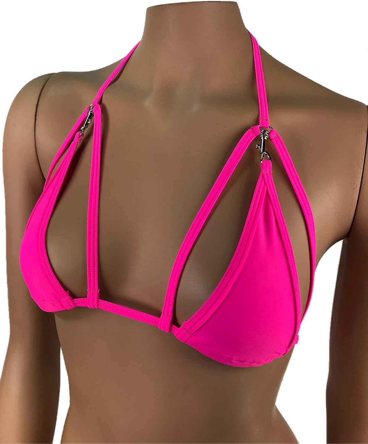 Exotic Dancewear Triangle Bikini Top Swimwea Rave Outfits Skimpy Strappy String Adjustable Swimwear Bikini Bra with Connector Strip Wear