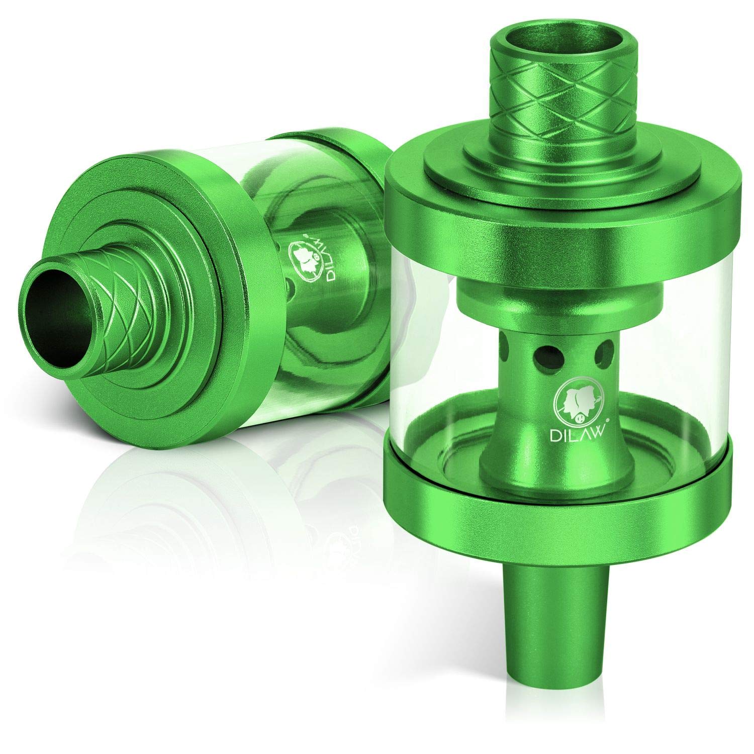 DILAW® Shisha SKITTO Glas Molassefänger Aluminium Wasserpfeife, Vorkühler-Aufsatz für(Schliff 18/8) Zubehör, Grün