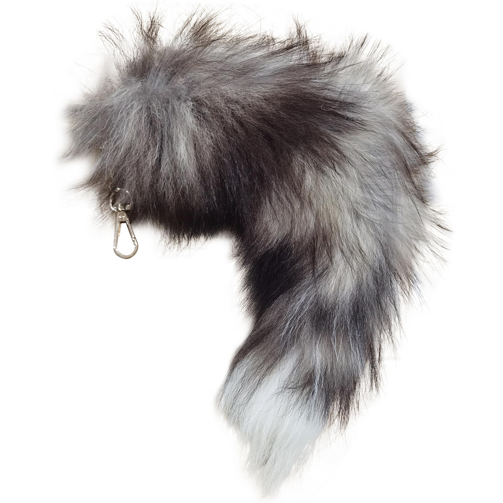 Wedhapy Style4 Fox Tail 15.75Inch Animal Tail Shaggy Faux Fur Realistic Fox Keychain Decorative Therian For Handbag Backpack Cosplay,