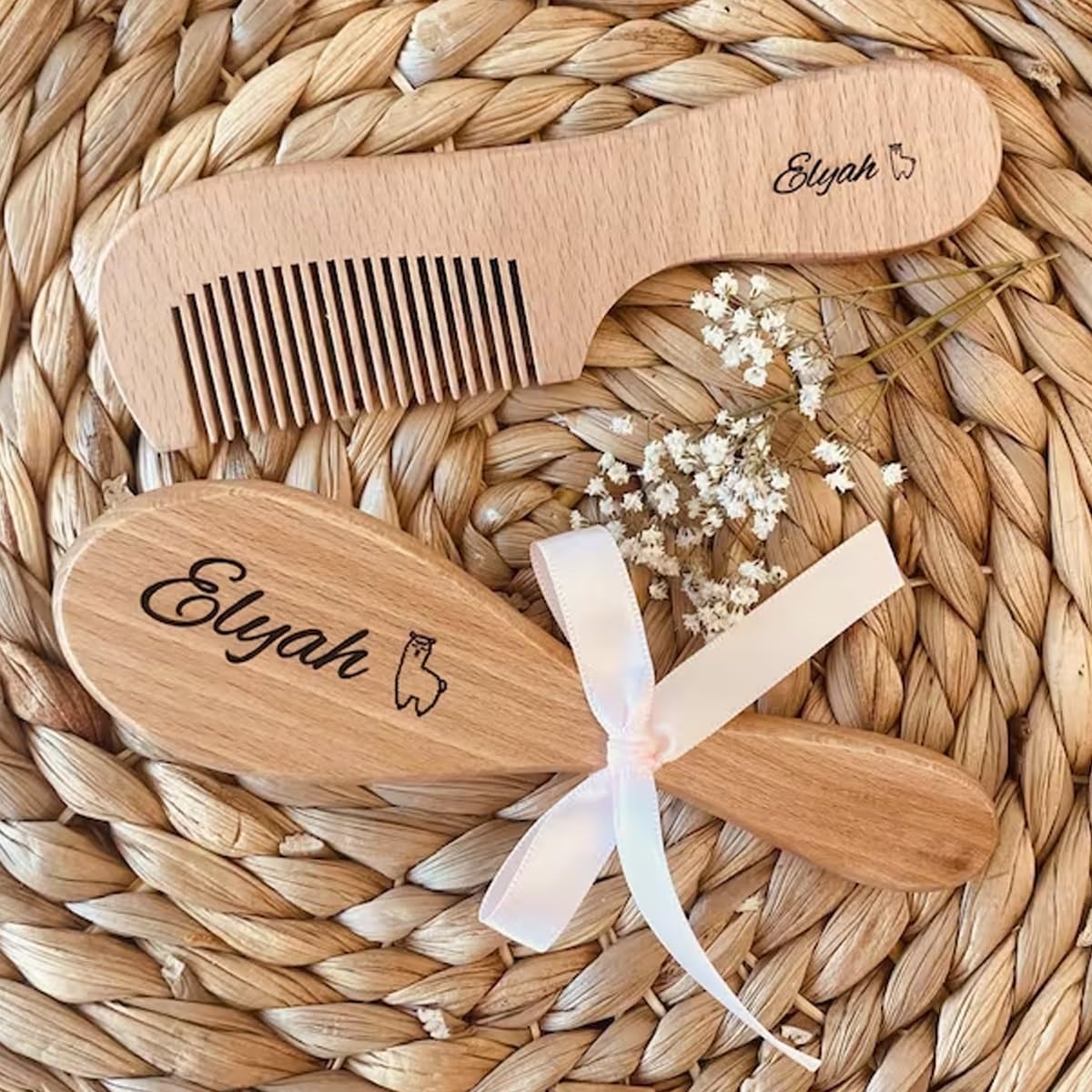 2x Baby Grooming With Baby Comb Massage Brush With Soft Bristle Baby Gift Hair Brush For Newborn Boy Girl