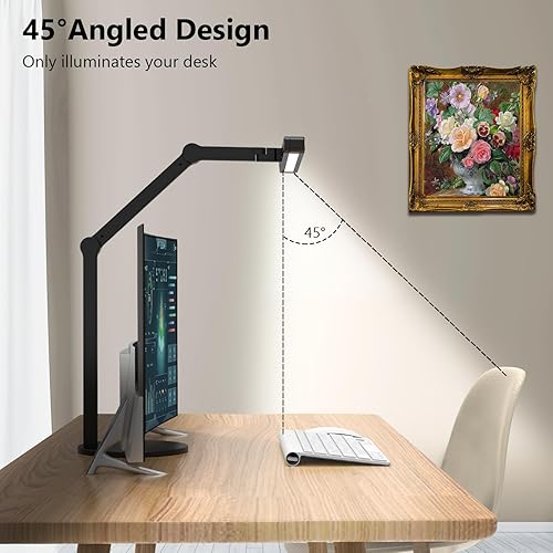 Miniatura 4 de Micomlan Architect - Lámpara de escritorio con iluminación ambiental, luz de escritorio LED ajustable para oficina en casa con base, luz de mesa de