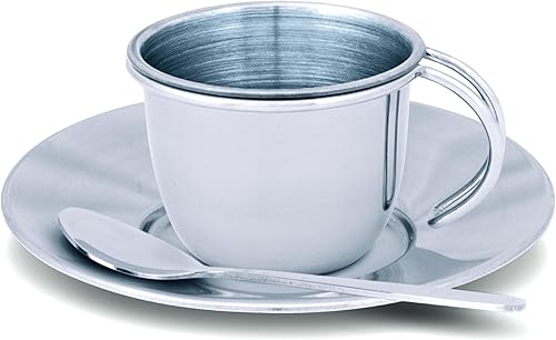 Miniatura 8 de Melissa & Doug Juego de té de acero inoxidable y estante de almacenamiento para niños (11 piezas)