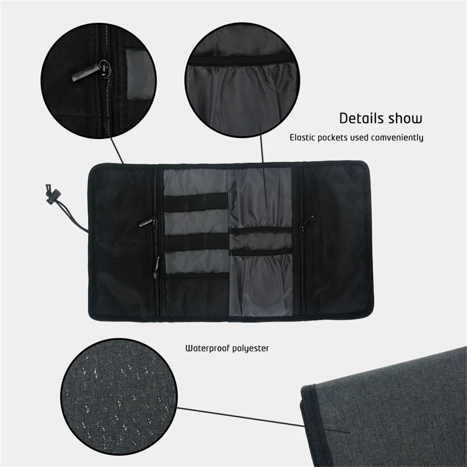 Borsa organizer for cavi, portatile impermeabile leggero da viaggio(Black)