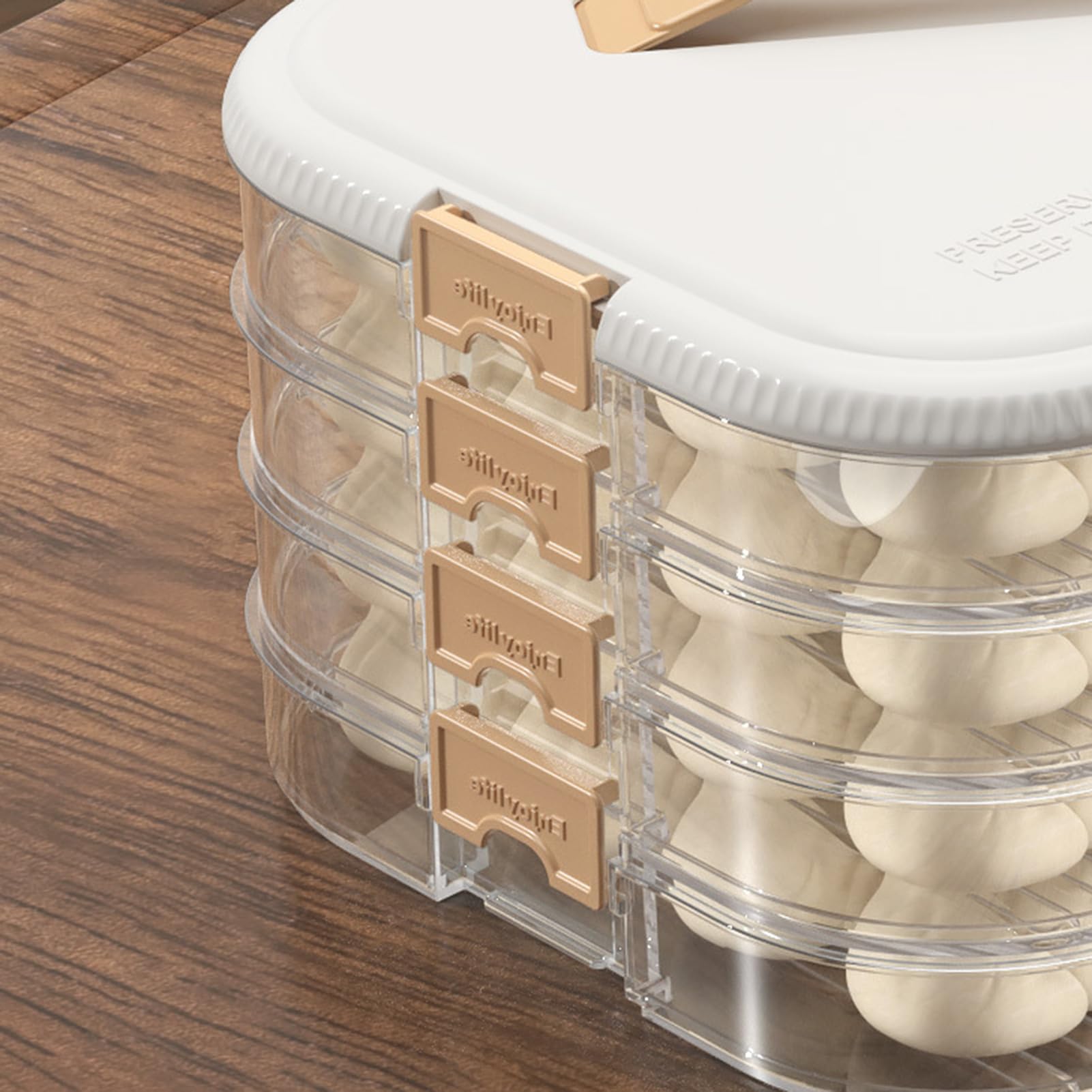 Contenitore per Ravioli - 4 Strati Trasparente, Contenitore Impilabile con Manico e Coperchio, Organizzatore per Alimenti | Soluzione di Conservazione per Cucina a Microonde, Sicura per Congelatore, a