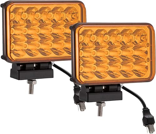 Lightronic Luz antiniebla LED rectangular todoterreno de 4 x 6 pulgadas para Jeep, camión y tractor, ámbar de 3000 K, haz combinado de inundación y