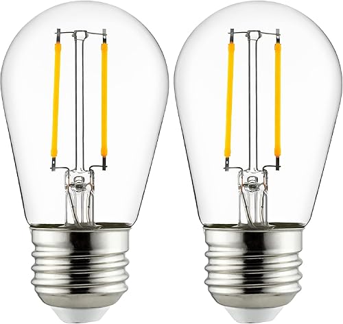 Sunlite 81073-SU - Bombilla LED S14 estilo filamento, certificación ETL, 2 vatios (equivalente a 25 W), 200 lúmenes, base media (E26), regulable,