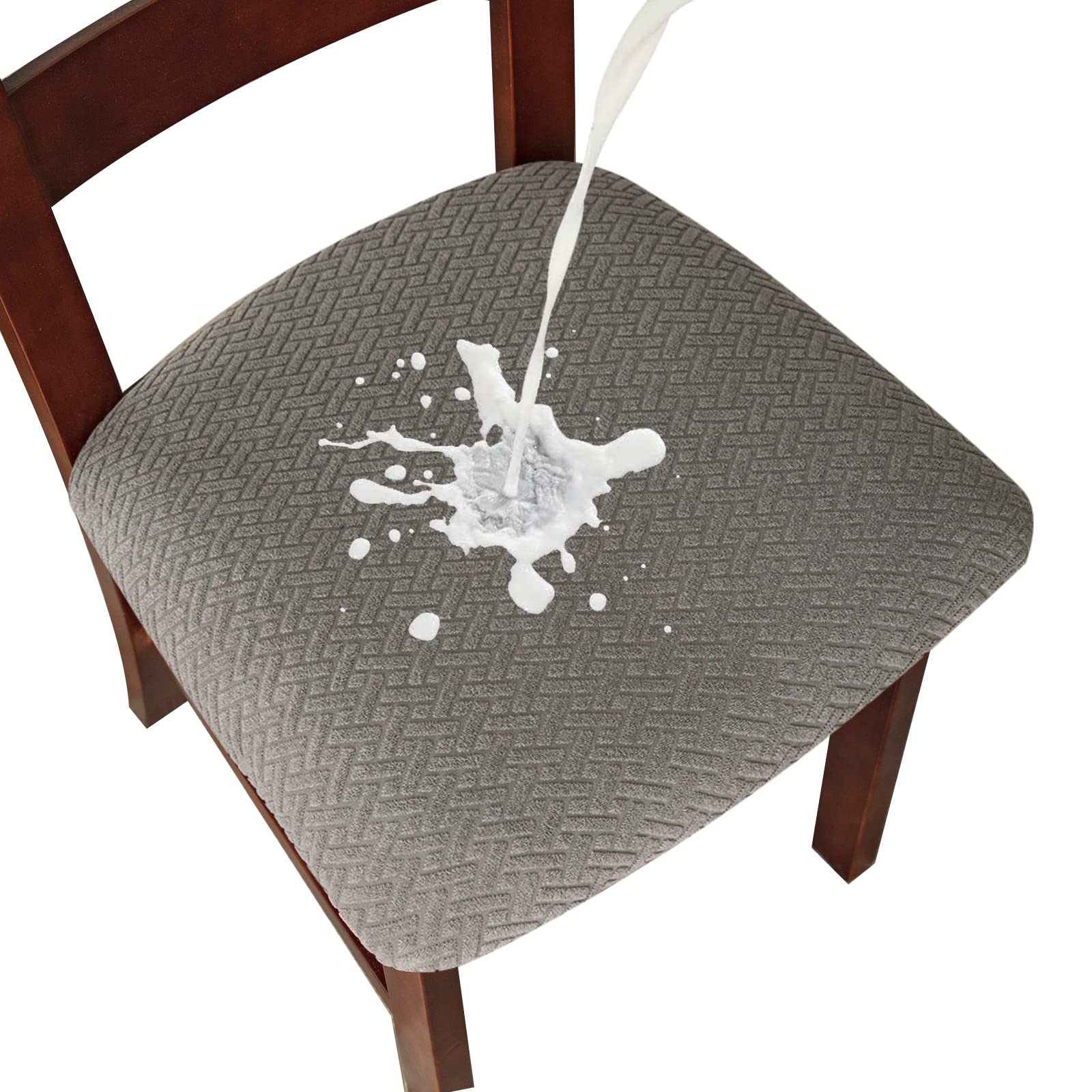 Genina Seat Covers for Dining Room Chair Seat Slipcovers Kitchen Chair Covers (Taupe, 4 Pcs) — view 16