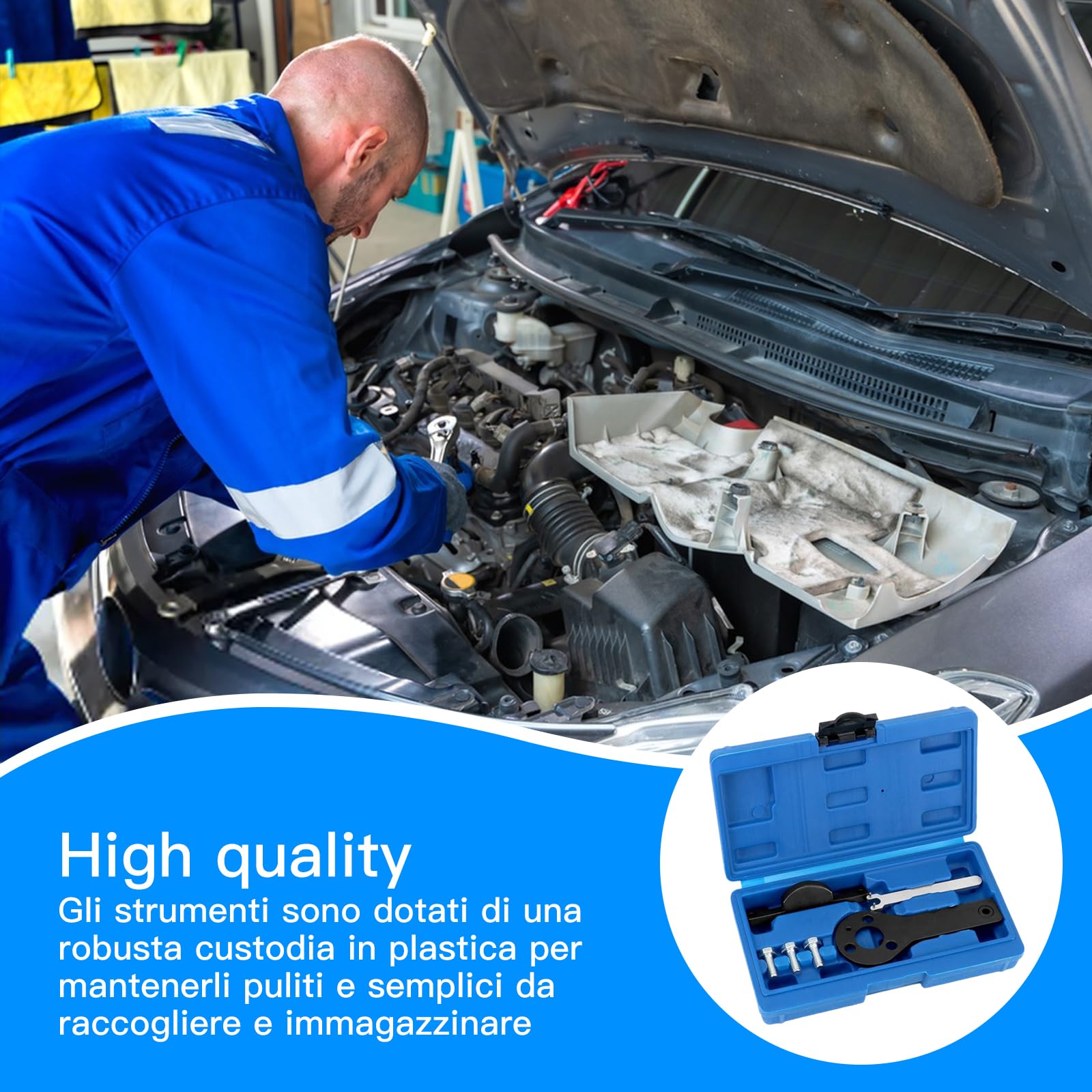Binnan Kit Attrezzo Messa in Fase, Automotive Engine Timing Belt Tool Set, Attrezzo per Cinghia distribuzione, Compatibile con Motore Fiat Punto Evo Panda 1.1 1.2 1.4 Litri 8V
