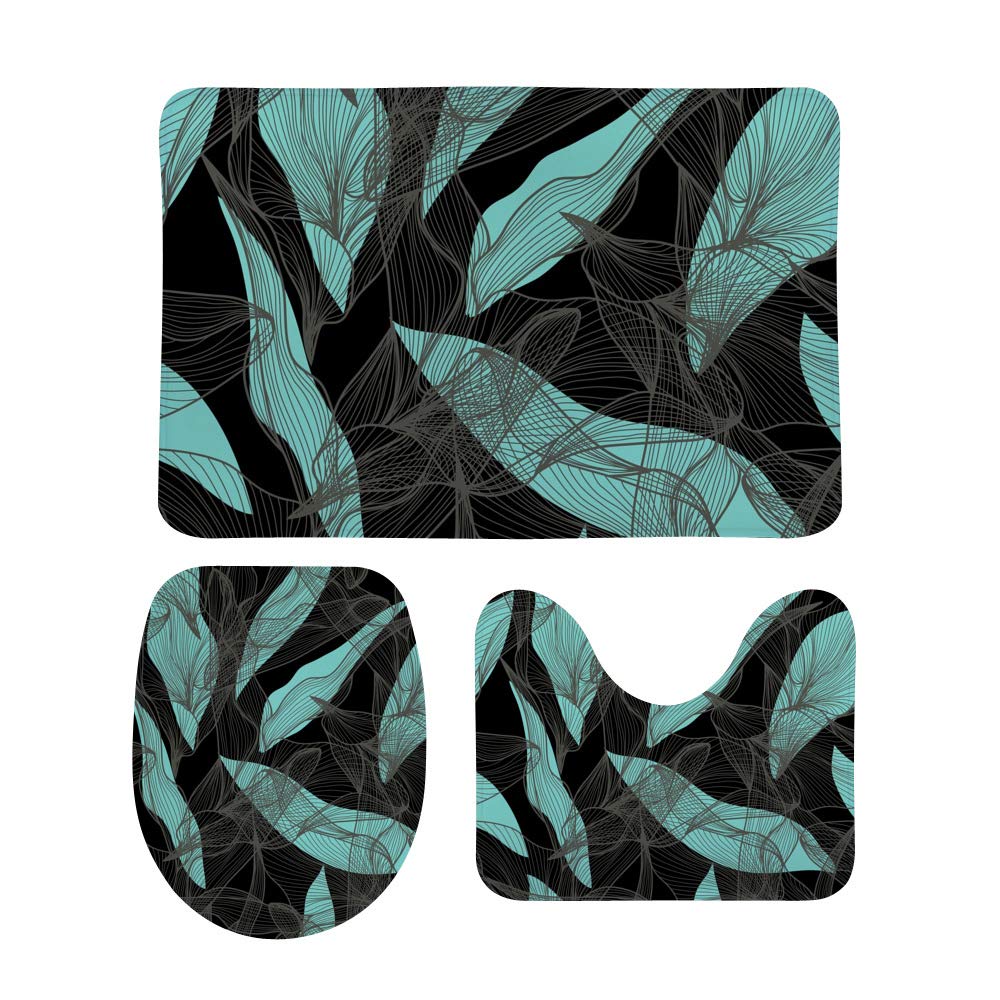 Tapis de bain antidérapants lot de 3 absorbants haute performance motif feuilles