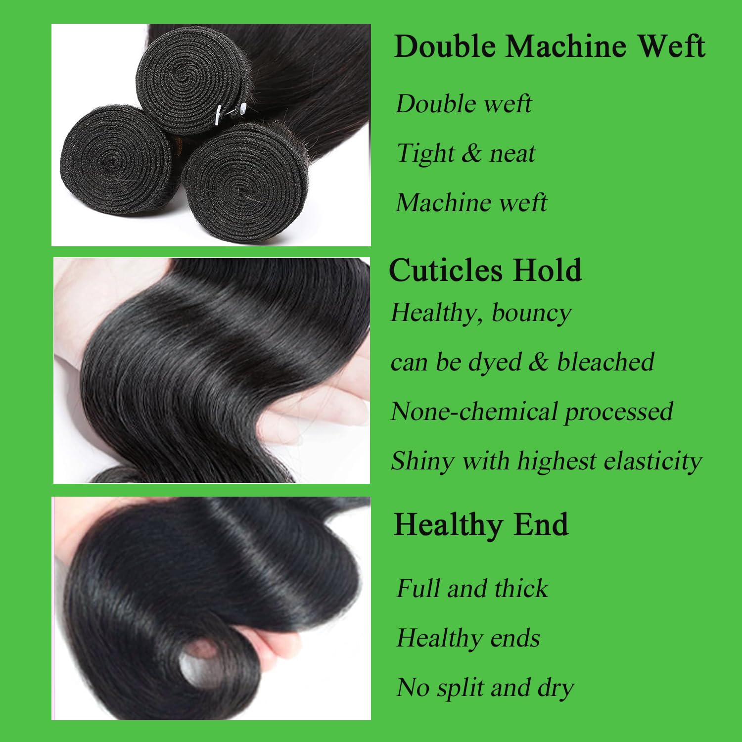 Raw Human Hair Extensions 22 24 26 Inches Body Wave Double Weft Reusable Deep Wave Bundles Human Hair 22 24 26 Inch Brazilian 100  main image 4