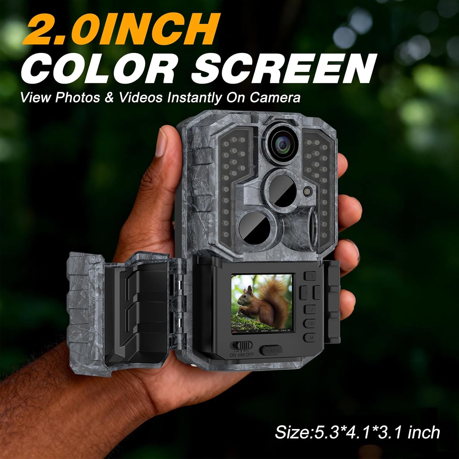 WOSPORTS Trail Camera – AI Auto-Sorts Photos & Videos by Animal Type,48MP Photo & 4K Video with Sound,Game Camera with SD Card,Night Vision,Motion Activated,2.0'' LCD,IP66 Waterproof