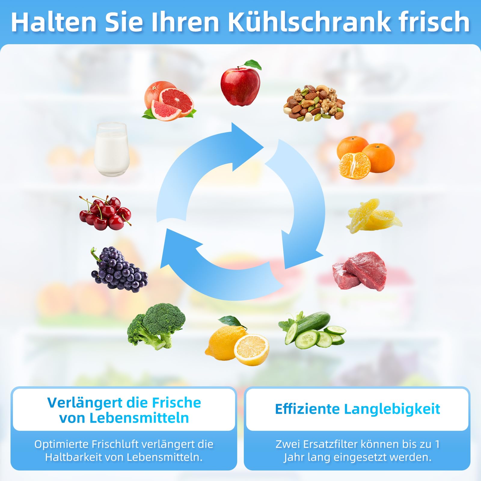 LOVECO Lot de 2 filtres compatibles pour Réfrigérateurs Liebherr Fresh Air [9096989, 988246001, 988246000, 9882429] Filtre à charbon Liebherr 7440021-00