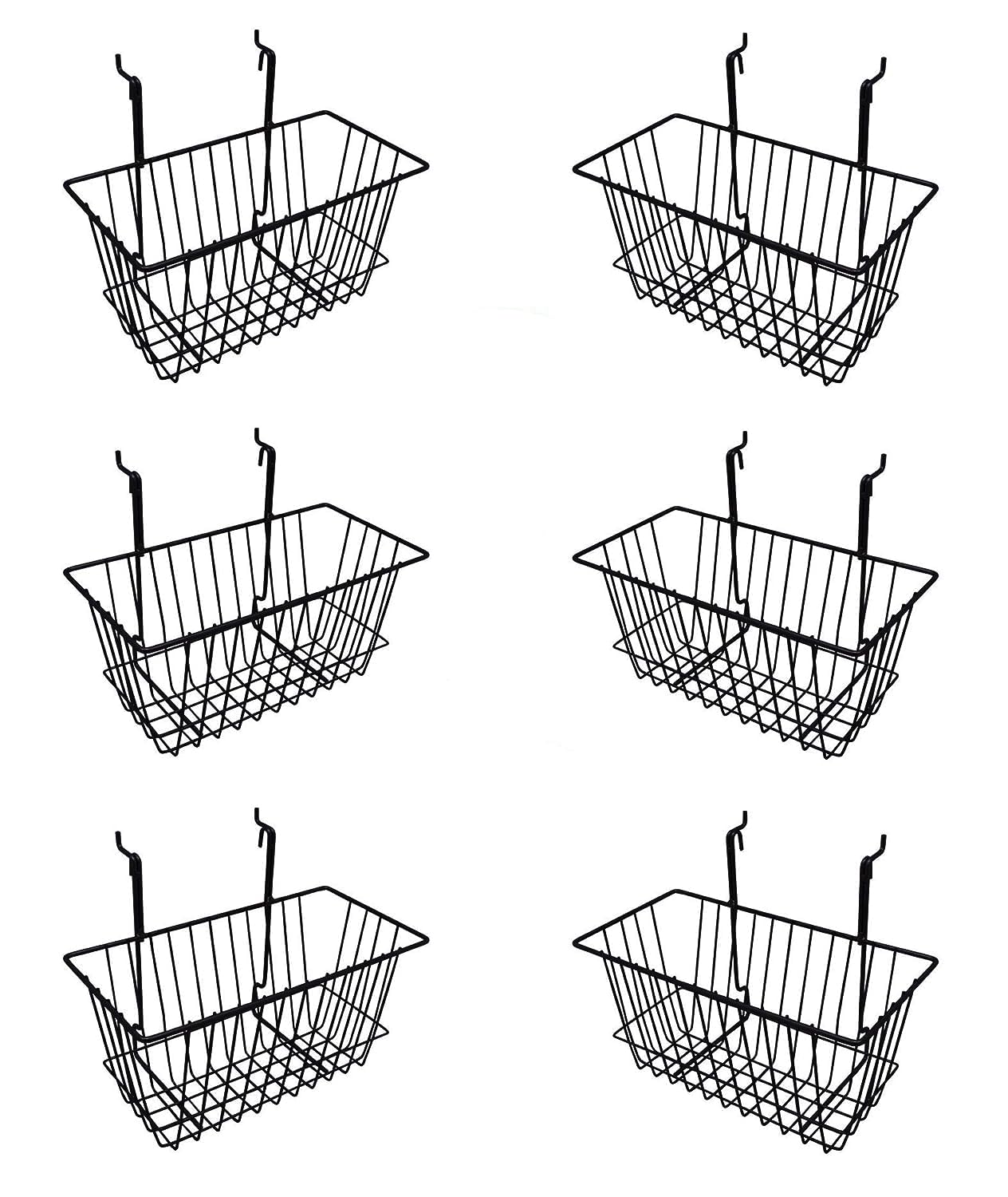 Only Hangers Small Wire Storage Baskets for Gridwall, Slatwall and Pegboard - Black Finish - Dimensions: 12" x 6" x 6" Deep - Economically Sold in a