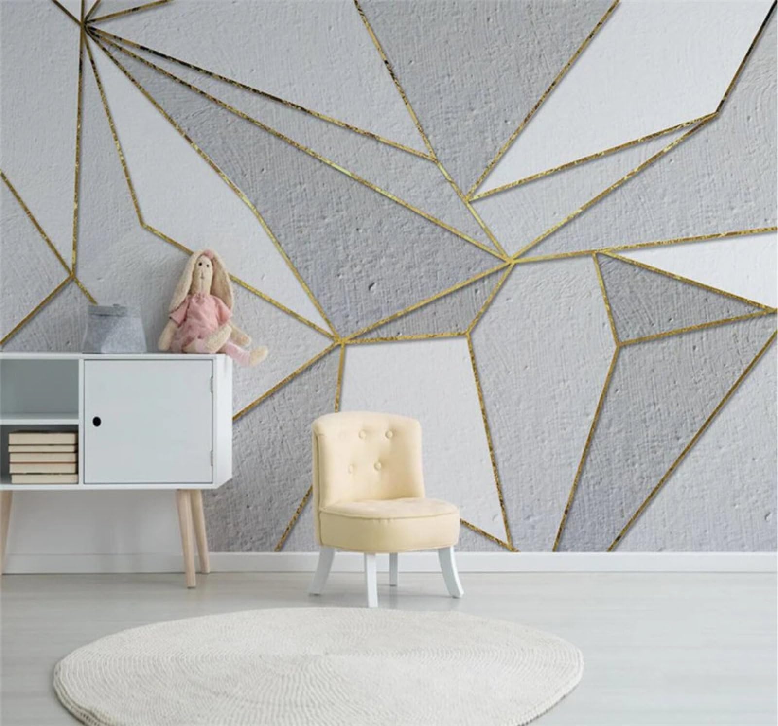Minimalist Geometric Abstract Gold Lines 3D Wallpaper Easy Install Feature Office Living Room Sofa Bedroom TV Background Wall Decoration-400cm×280cm