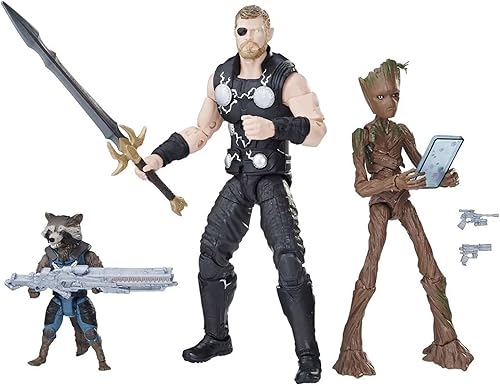 Marvel Legends Thor, Rocket y Groot Figuras de acción