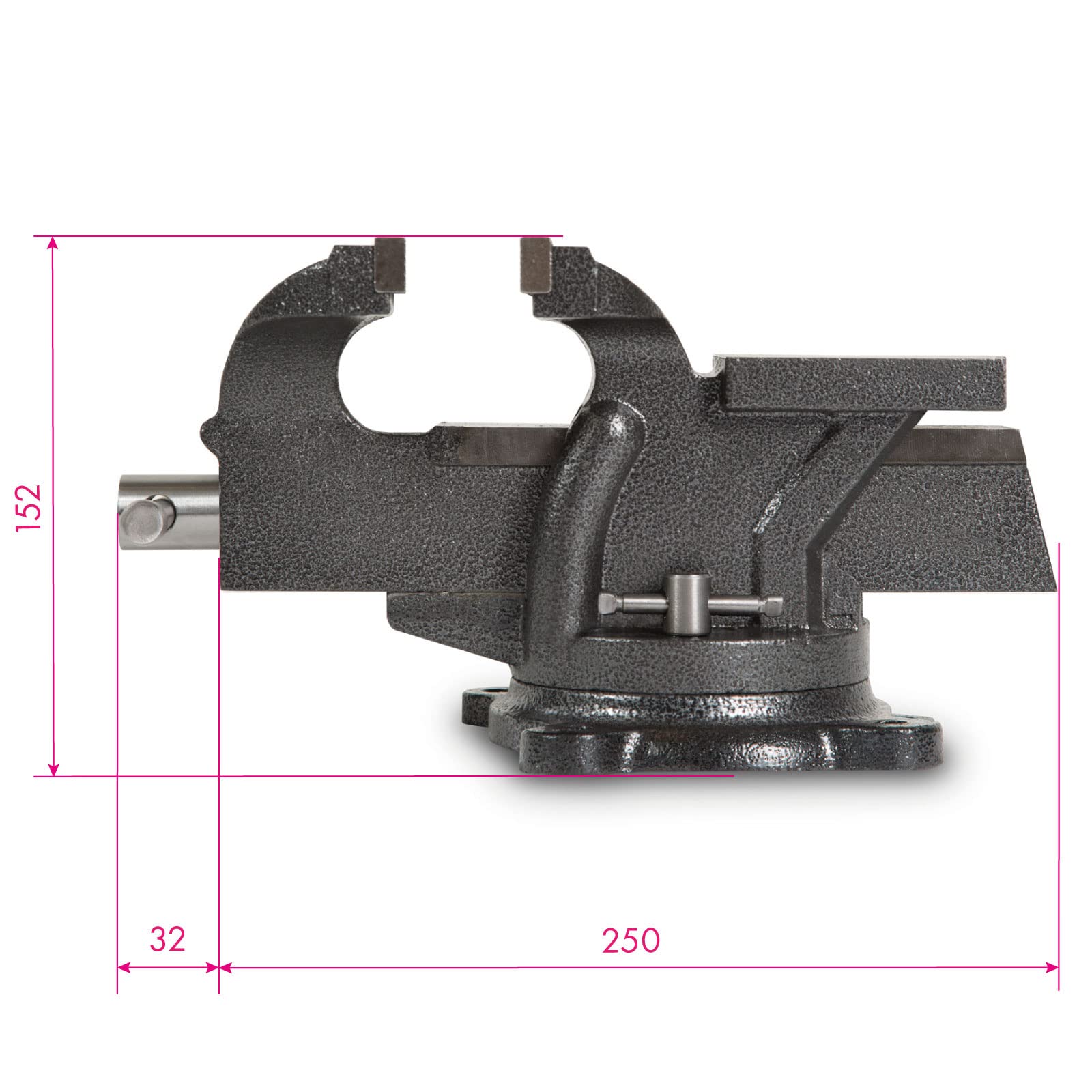 EBERTH Schraubstock aus Gusseisen mit Amboss, 150mm Backenbreite, 152mm Gesamthöhe, 360° drehbar, 123mm Ø Teller, 100mm maximale Spannweite, Schraubstock groß, für diverse Arbeiten