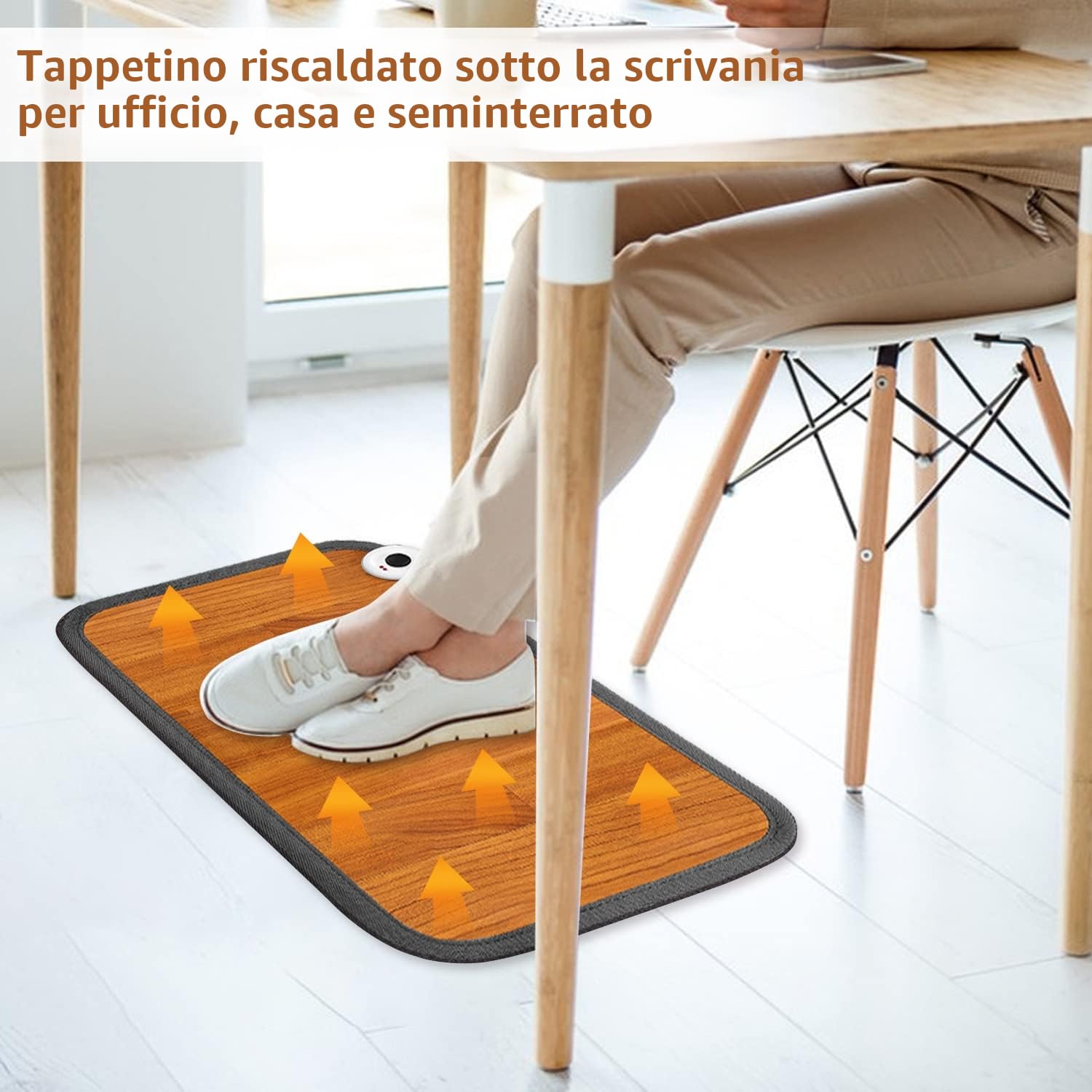Tappetino riscaldato riscaldamento per piedi con riscaldamento elettrico, 50 x 30 cm, può essere utilizzato in ufficio o a casa, con cuscinetti riscaldanti in cristallo di carbonio