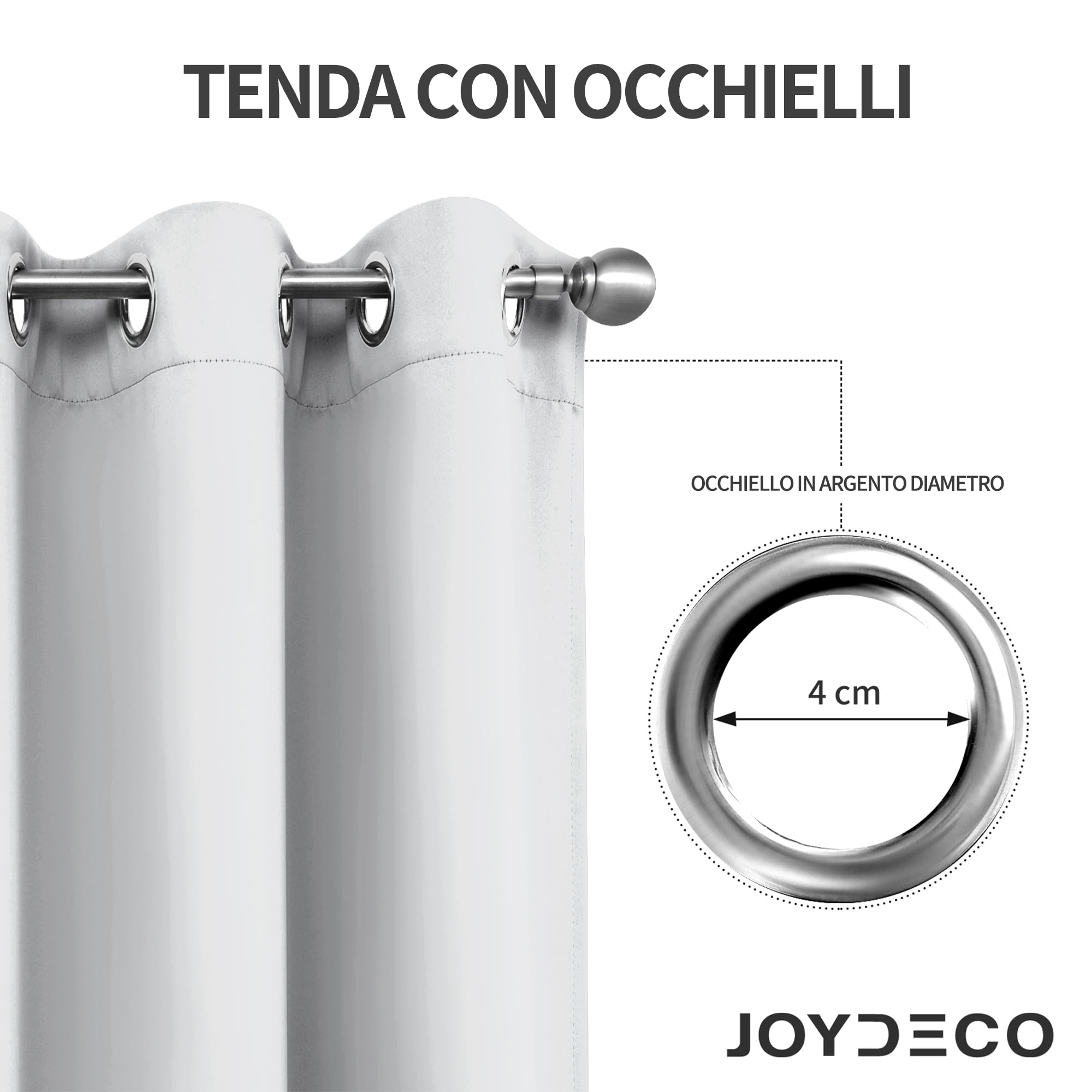 Joydeco Tende Oscuranti per Interni 2 Pezzi, Tende Termiche con Occhielli per Soggiorno Moderne, Cameretta Bambini, Camera da Letto Blackout Curtains(2xL132xA137,Grigio Bianco)
