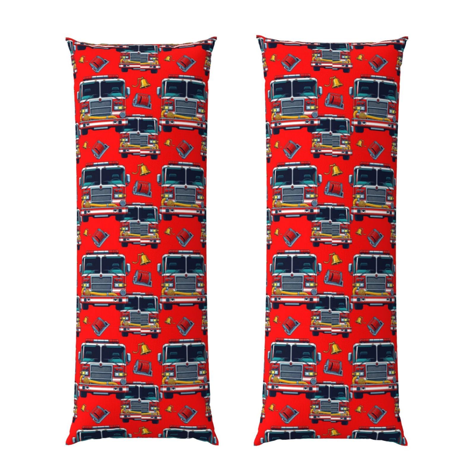 Body Pillow Cover 20x54 Inch, Cute Red Fire Truck Print, Soft Long Pillowcase with Hidden Zipper, Breathable Cushion Protector for Bed Couch Sofa Home