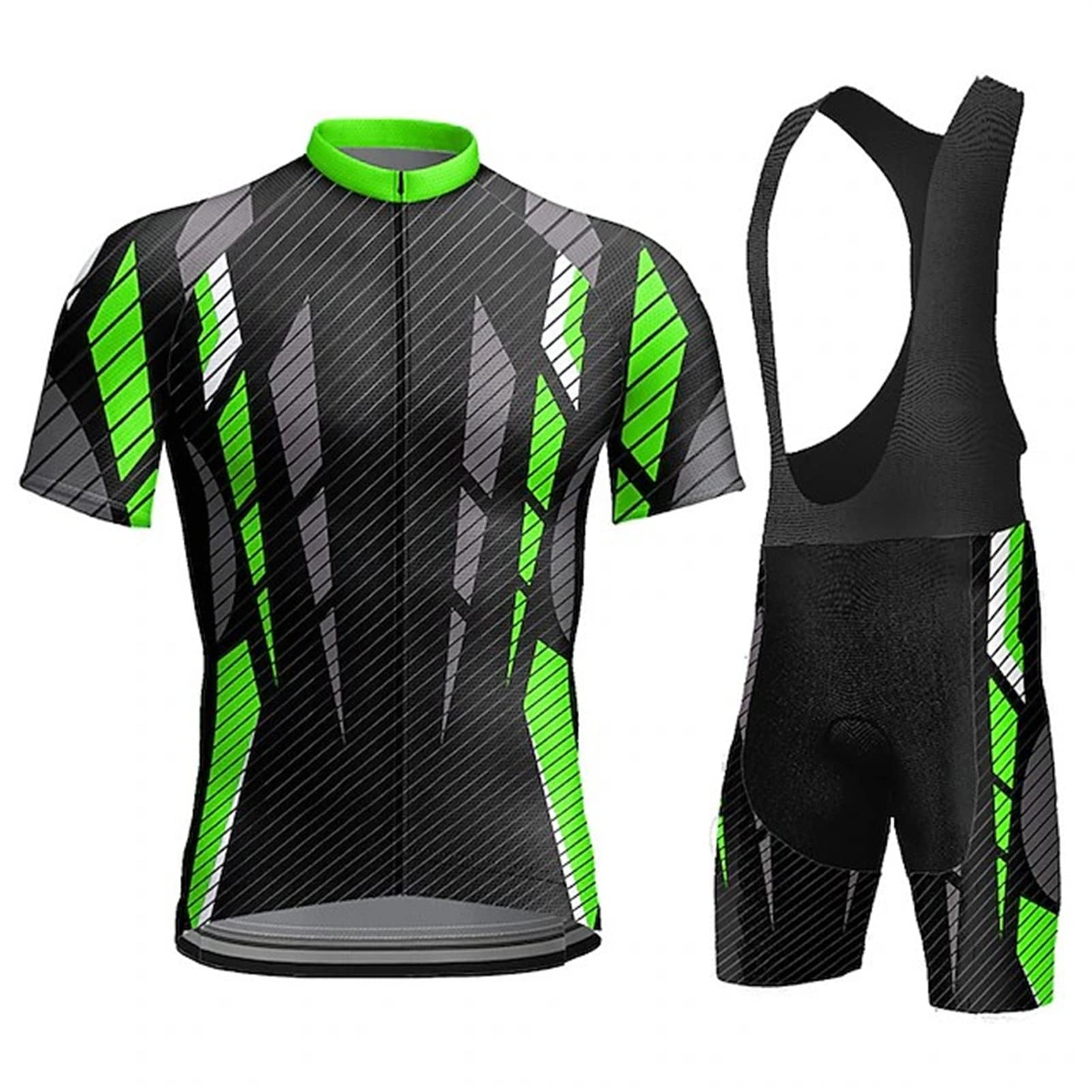 Completo Ciclismo Uomo Estivo – Maglia E Salopette Asciugatura Rapida, Imbottitura In Gel, Tasche Posteriori