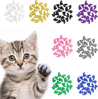 160pcs (8 Colors) Cat Nail Caps – Cat Claw Caps with Adhesives & Applicators – Soft Cat Claw Covers for Indoor Cats (Medium, 20pcs/Color)