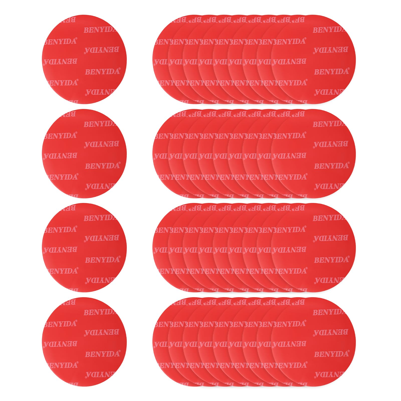 sourcing map 40 Pcs Double Sided Adhesive Pads, 50mm Dia Dash Cam Sticky Pads Self-Adhesive Square Mounting Foam Tape Waterproof & Heat Resistant for Car Walls Picture Home Decor, Red