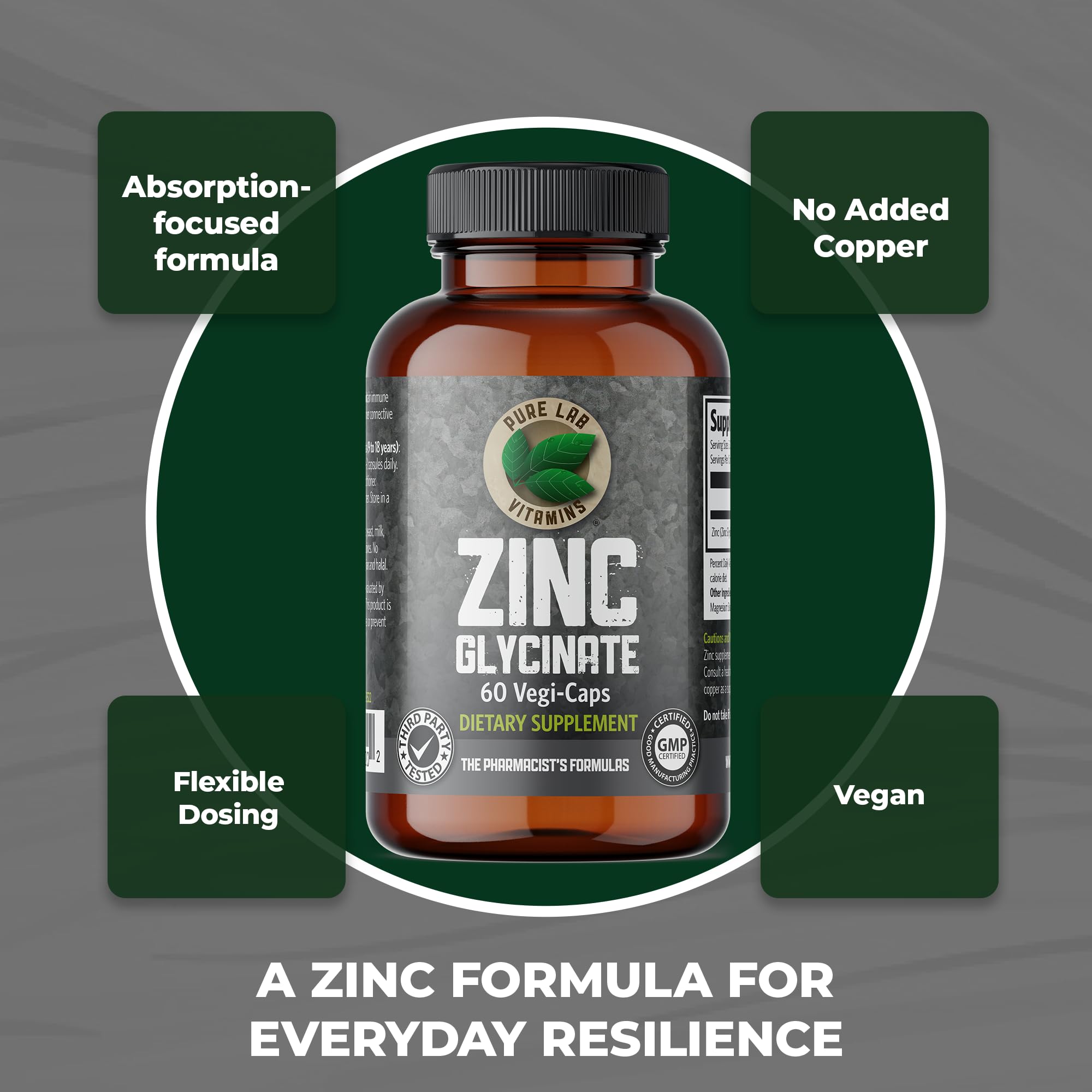 Pure Lab Vitamins Zinc Glycinate – 60 Vegi-caps — Amazon image 3