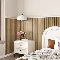 Vista 3 de Paneles de Madera Marrón 3D para Paredes 120" x 12" Paneles de Pared de Listones Acústicos Despegar y Pegar Paneles de Madera Autoadhesivos 1.Brown