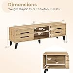 Giantex Mid Century Modern TV Stand for 55-65 Inch TV, Entertainment Center with Smooth Dual Sliding Doors, 2-Tier Open Shelf & 2 Side Cabinets, Wood Media Console Table for Living Room Bedroom, Oak