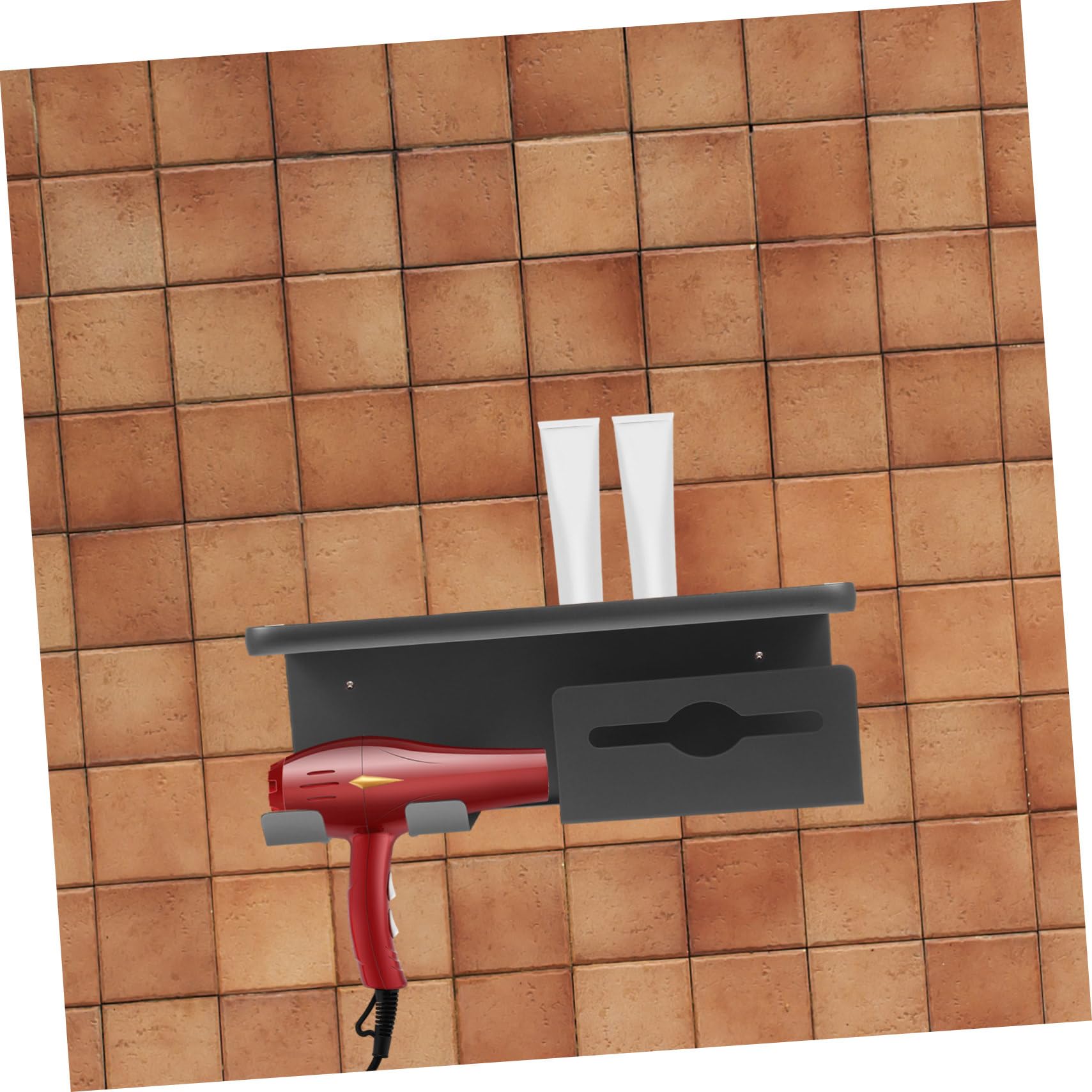 Portaphon da Muro per Asciugacapelli in Acciaio Nero | Montaggio a Parete, Finitura Contemporanea ed Elegante, Manutenzione Semplice e Design Versatile