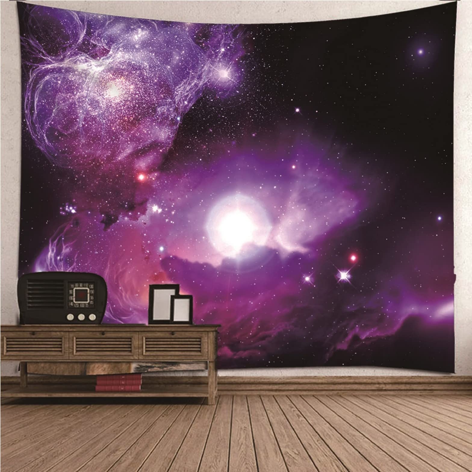 Ethereval Tapestry Edgy Trippy Psychedelic Long Length Universe Theme Starry Sky For Men Living Room Purple Wall Hangings Fabric Decorations 260x240cm