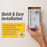 Vista 4 de DATA COMM Electronics 45-0014-WH - Placa de pared para cable de 1 banda con apertura flexible, placa de pared de bajo voltaje, oculta hasta 6