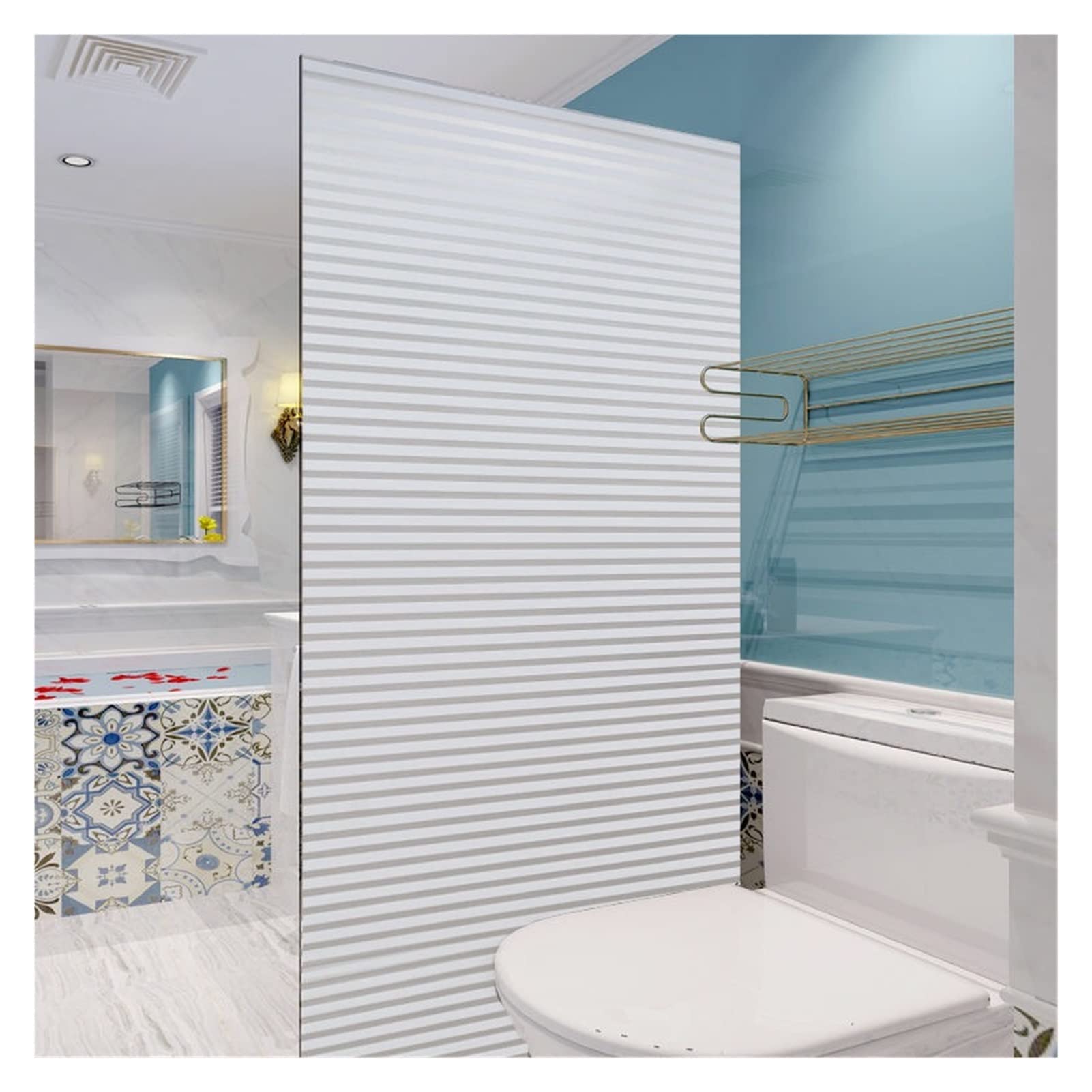 Película de ventana esmerilada de vinilo | Película de vitral mate 3D de varios tamaños for vidrio: decoración del hogar esmerilada(45 x 500 cm)