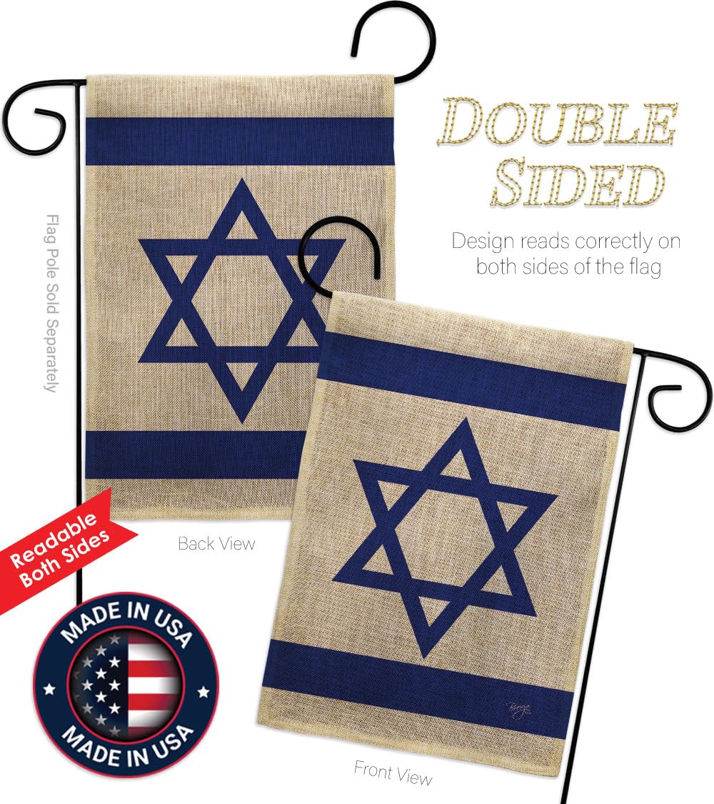 Breeze Decor Israel Flaggen-Set – Gartenflagge 33x47 Cm Mit Metallständer, Doppelseitig Bedruckt
