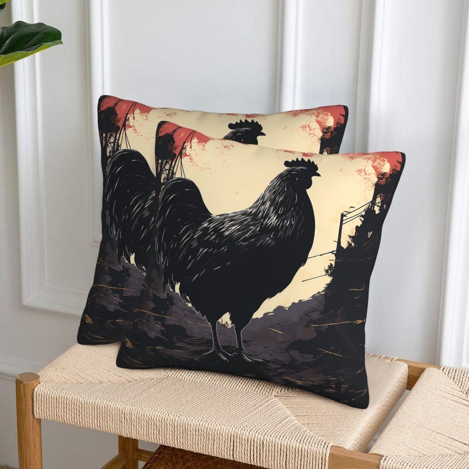 NONHAI Decorative Throw Pillow Covers Set of 2, 18"x18" Square Cushion Case Soft Comfy Farmhouse Chicken Throw Pillows for Couch Cushion Livingroom Farmhouse Home Decor Pillowcases