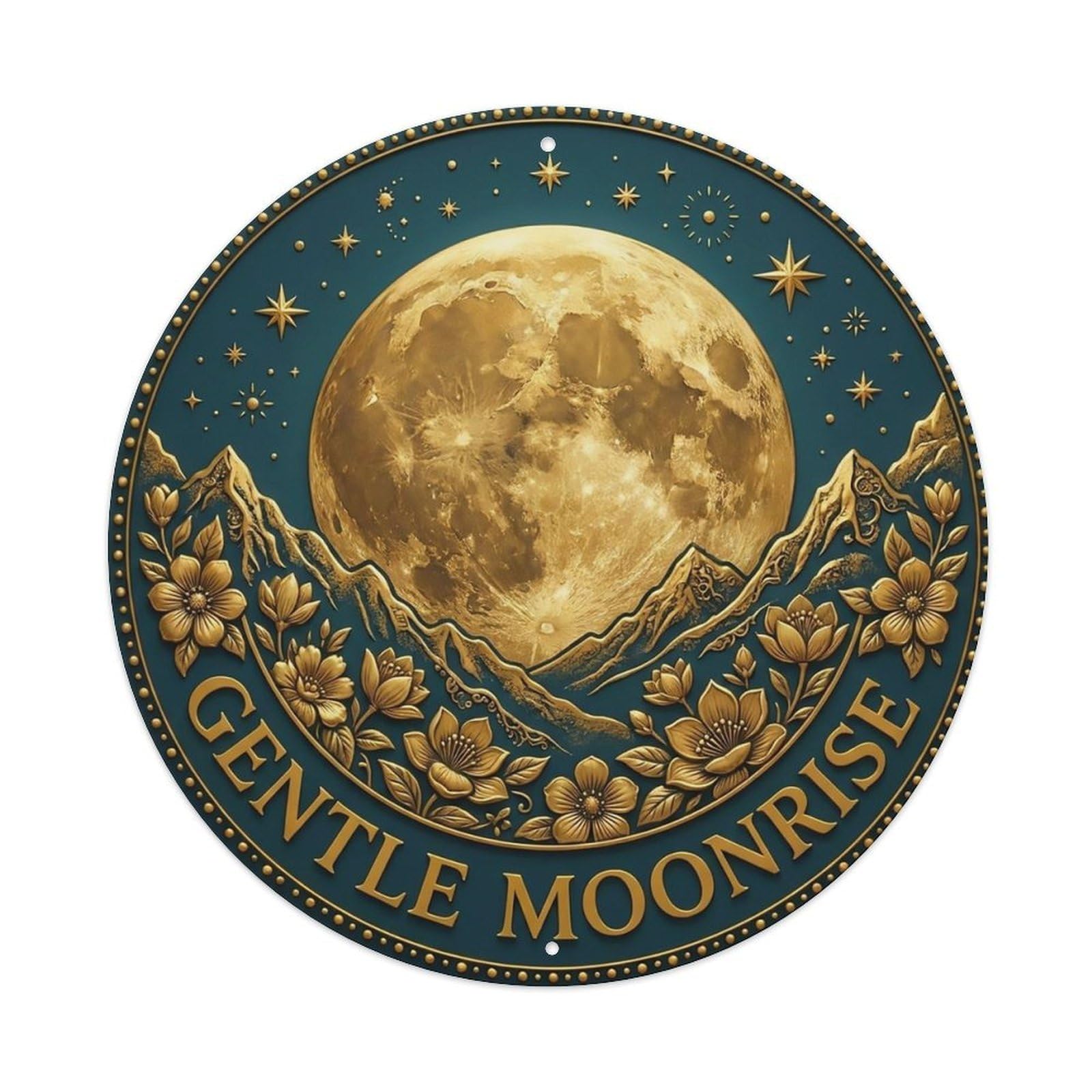 Vintage Gentle Moonrise Flower Zen Yoga Metal Tin Sign