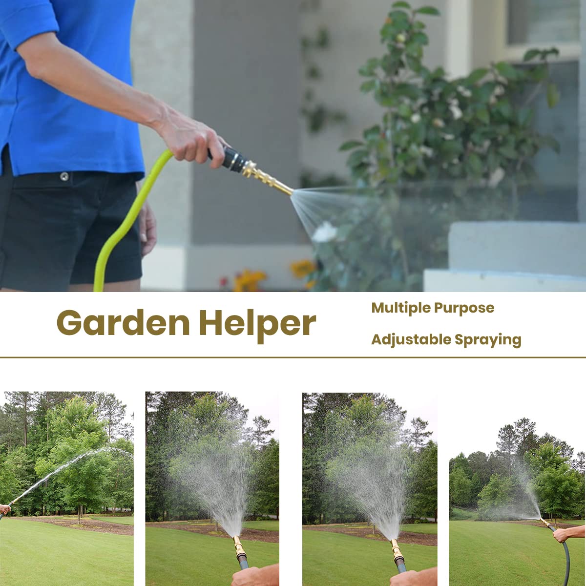Gartenschlauch-Düse Aus Messing – Hochdruck-Sprühkopf Mit 1,9 Cm Gewinde Für Rasen, Auto Oder Haustier-Dusche