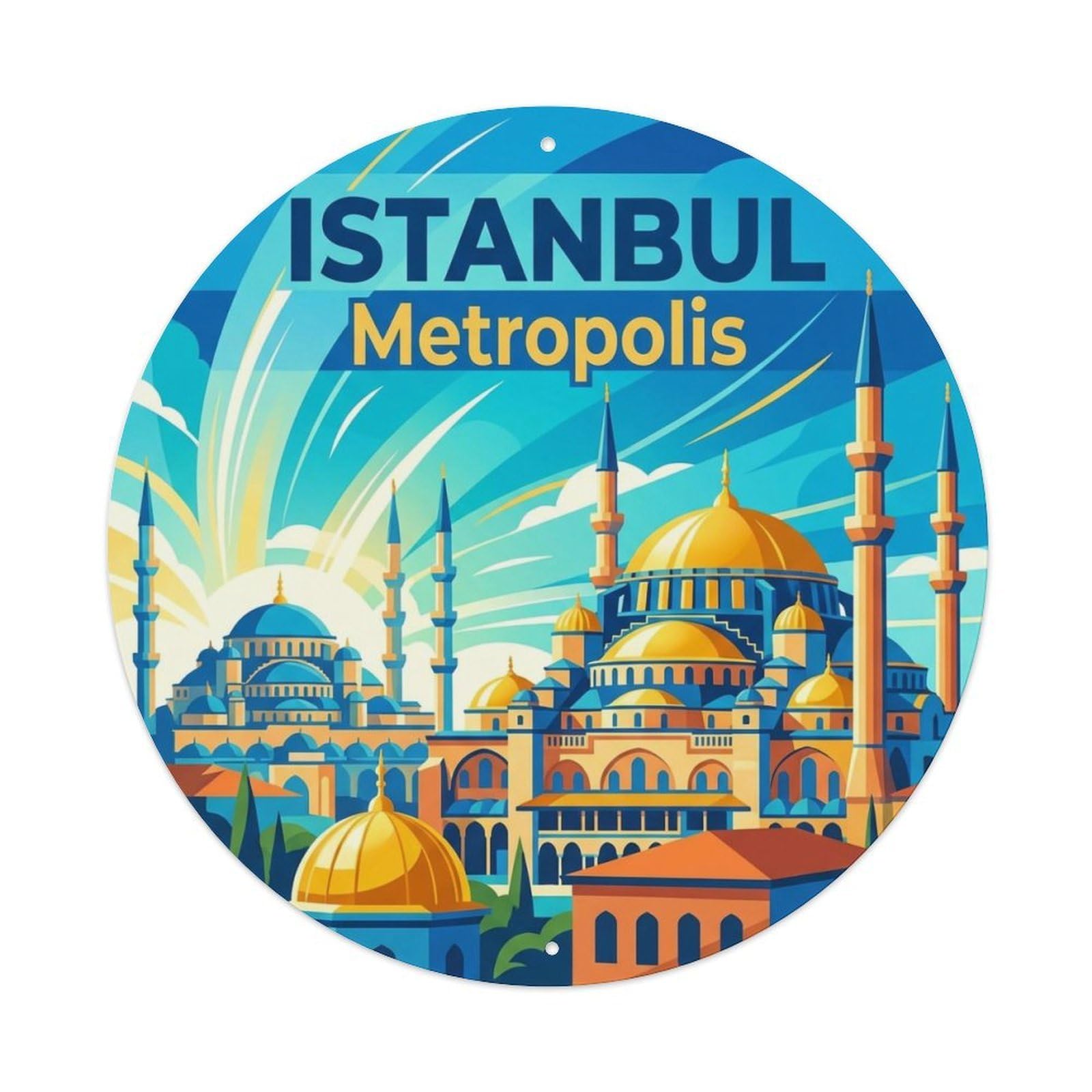 Vintage Travel Istanbul Turkey Metropolis Vintage Metal Tin Sign Plaque Wall Decor for Cafe, Club Bar, Office, Garden Metal Poster 8x8Inch
