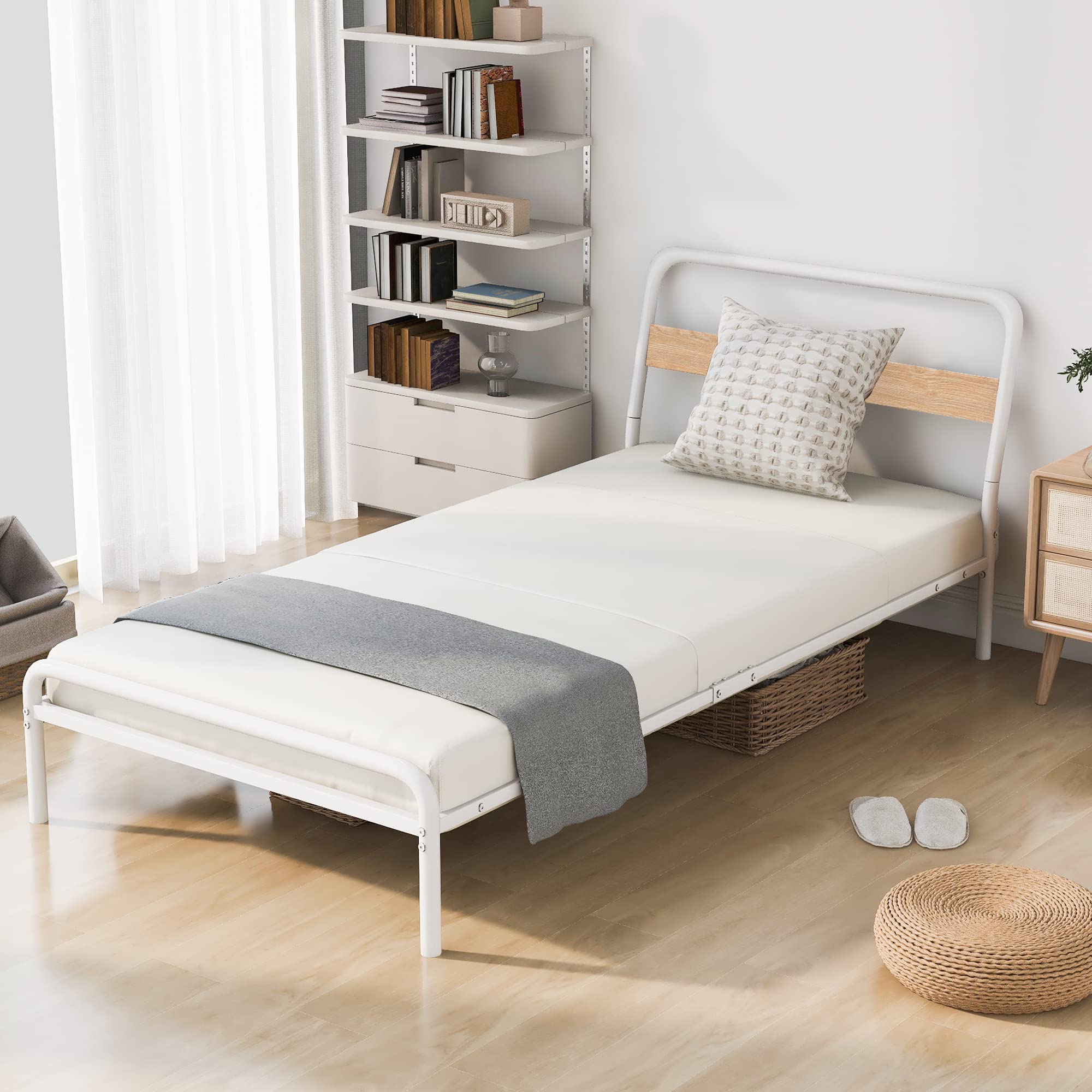 Amazon｜ベッドフレーム 幅202 床下20cm 木 アイアンベッド シングル