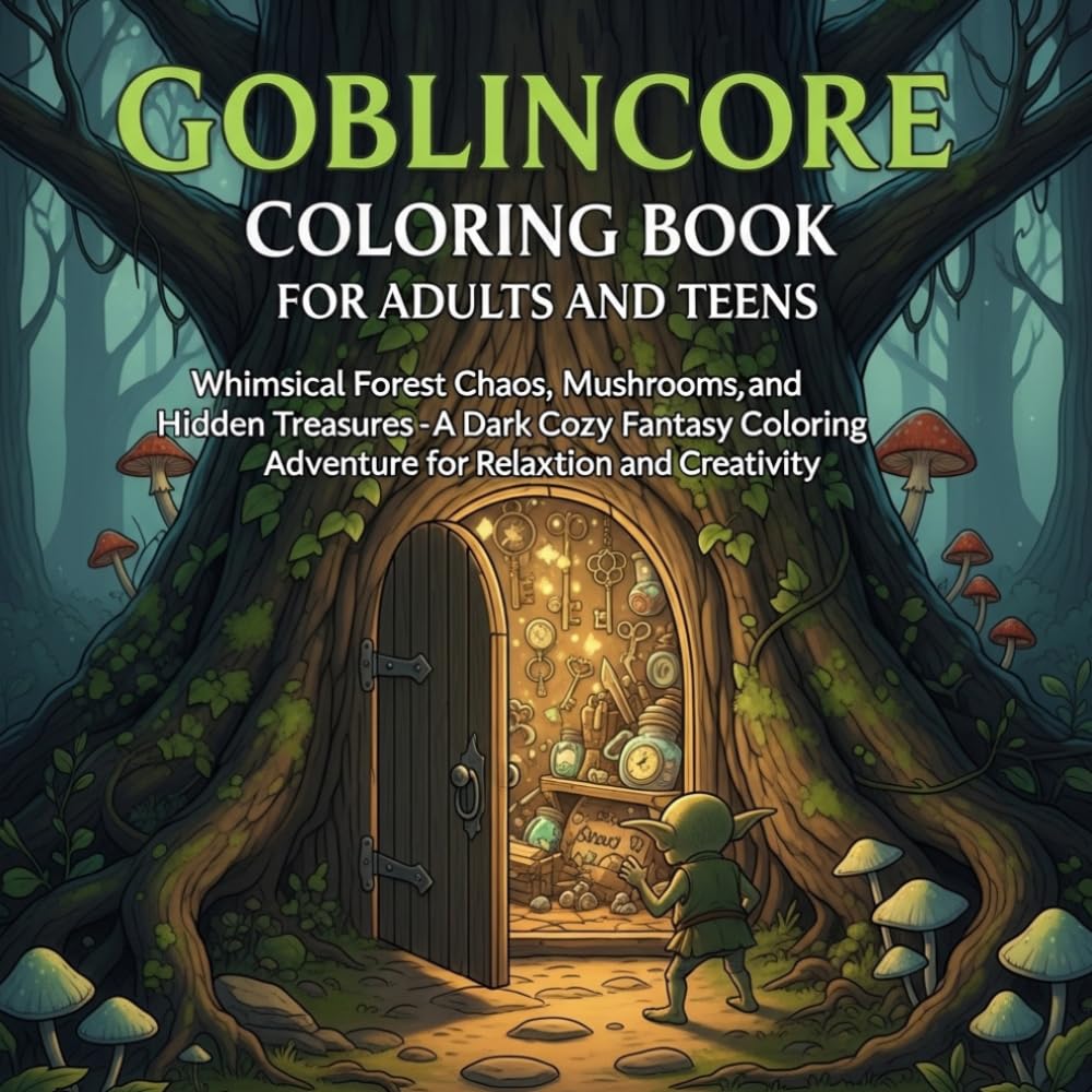 GOBLINCORE COLORING BOOK FOR ADULTS & TEENS: Whimsical Forest Chaos, Mushrooms, and Hidden Treasures – A Dark Cozy Fantasy Coloring Adventure for Relaxation and Creativity