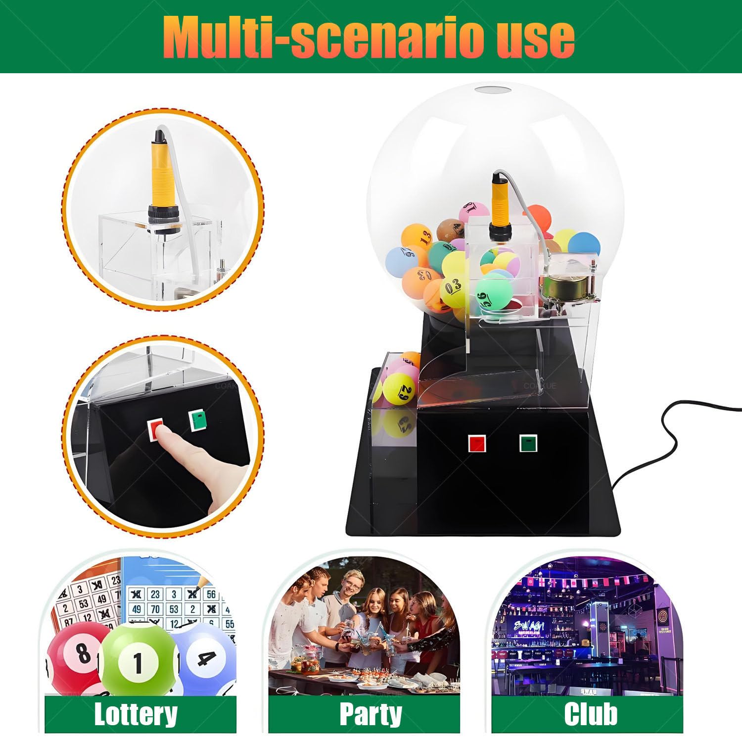 Zestaw do gry w bingo, automatyczna maszyna do losowania kulek, elektroniczna maszyna do losowania kulek, generator liczb losowych do gier w bingo, draftów, imprez, wydarzeń Red