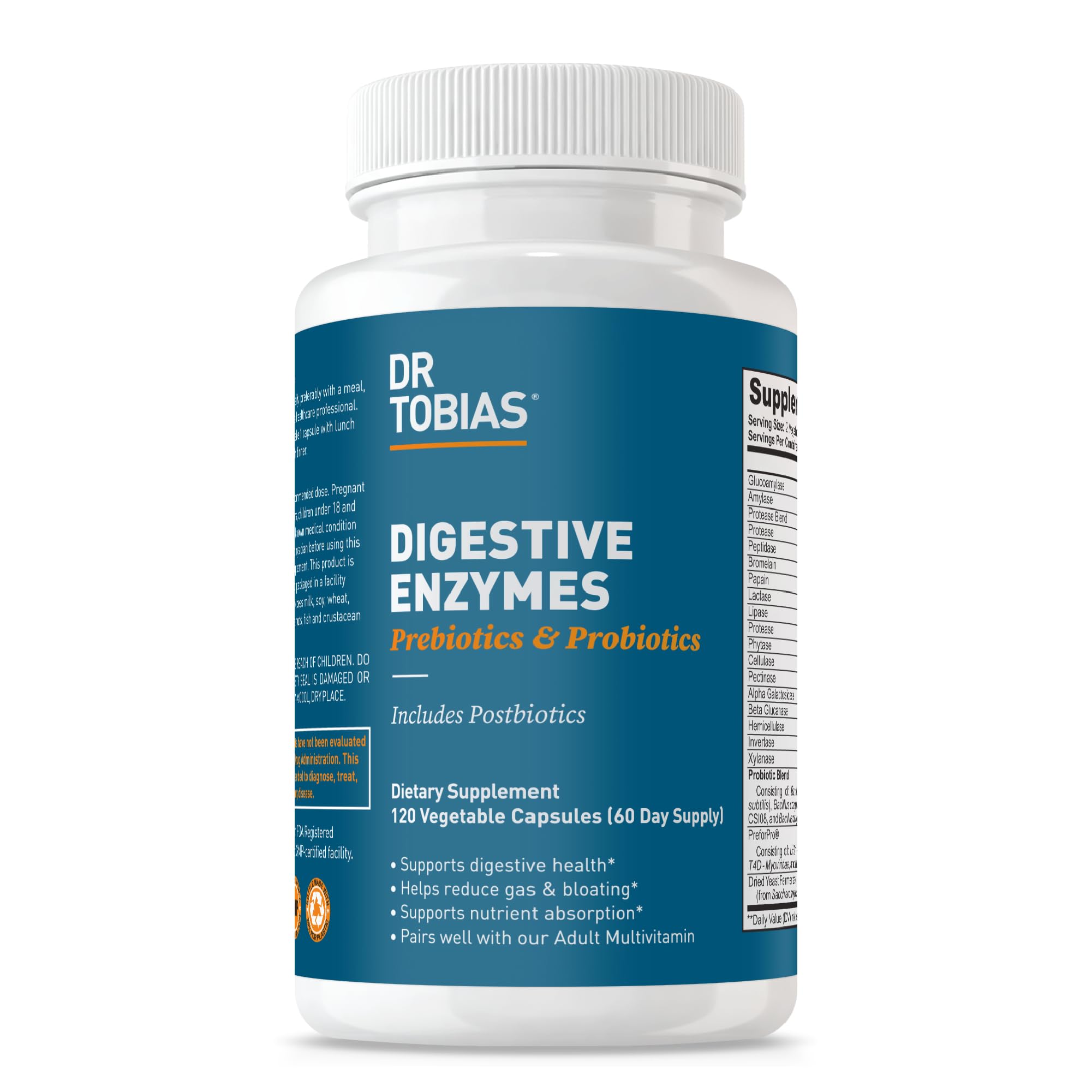Dr. Tobias Digestive Enzymes + Prebiotics & Probiotics 120 Capsules