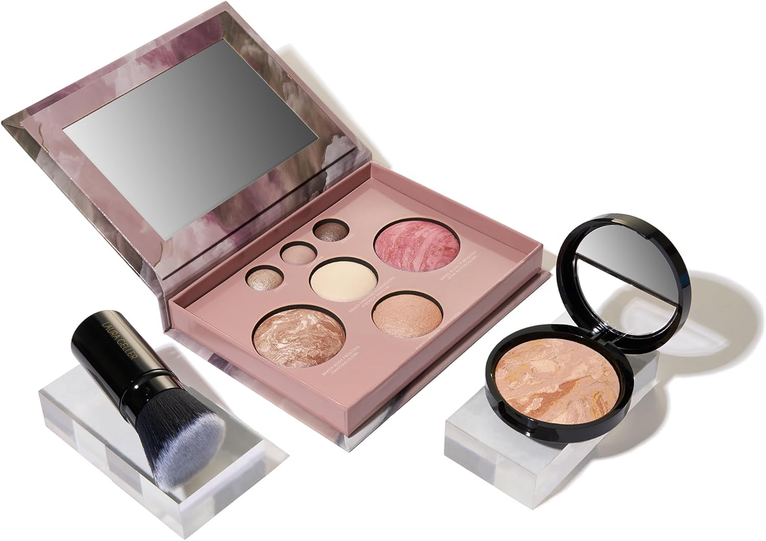 LAURA GELLER NEW YORK Baked Starter Kit: Fair, Best of the Best Full Face Palette + Gebakken Balance-n-Brighten Powder Foundation + Intrekbare Hoekige Kabuki-borstelset