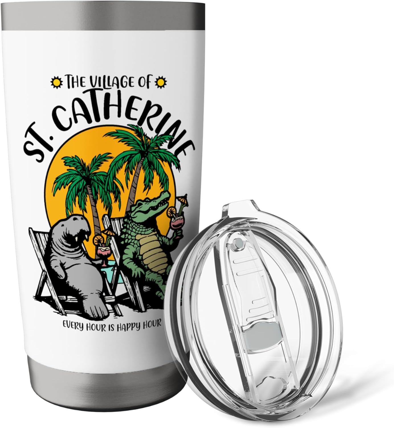 The Village of St Catherine TV Manatee Alligator Design Stainless Steel Insulated Tumbler