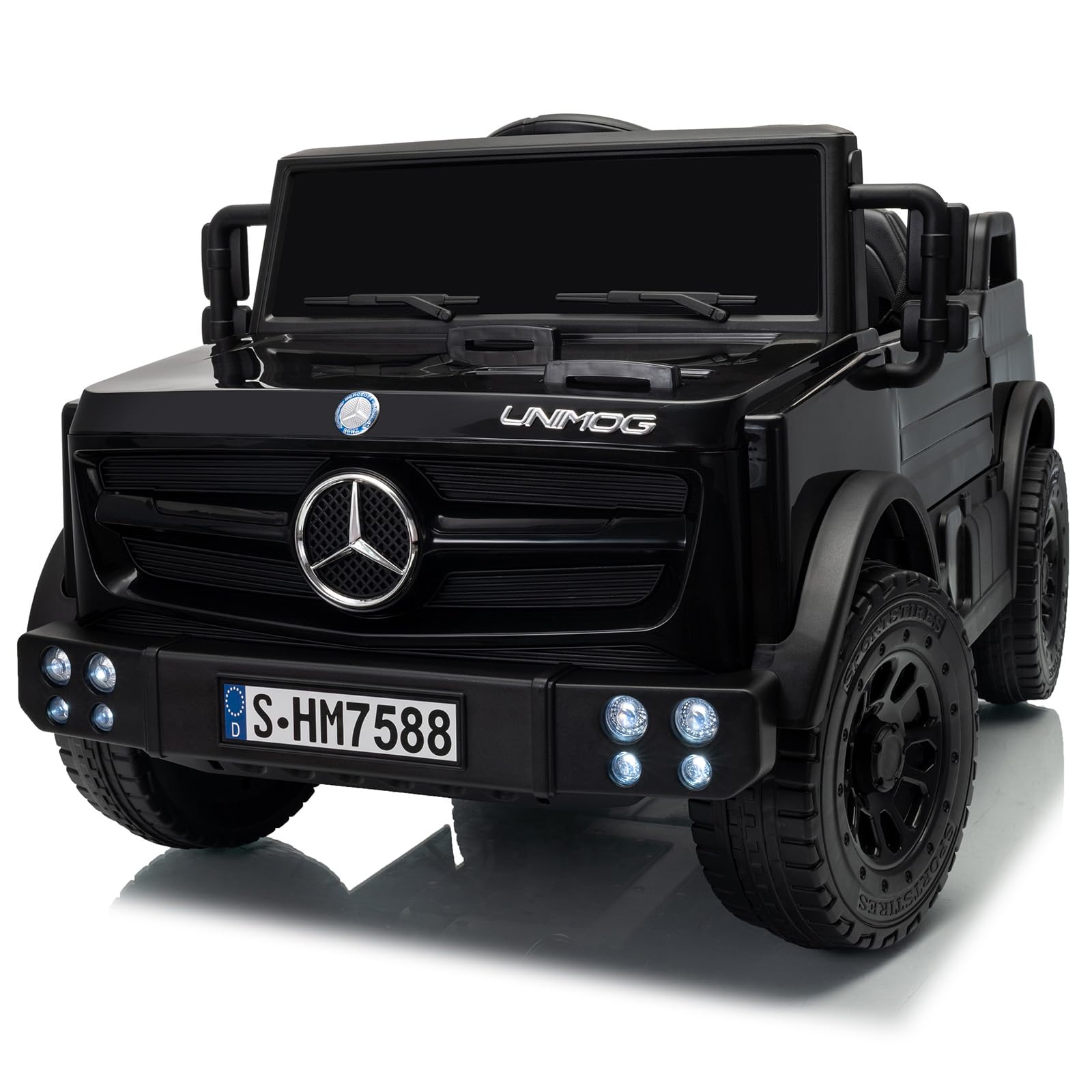 Letsgoride 12V Kids Ride on Car, Licensed Mercedes-Benz Unimog Electric Car w/Parent Remote Control, 3 Speeds, Music Player & Horn, Light, Soft Start,
