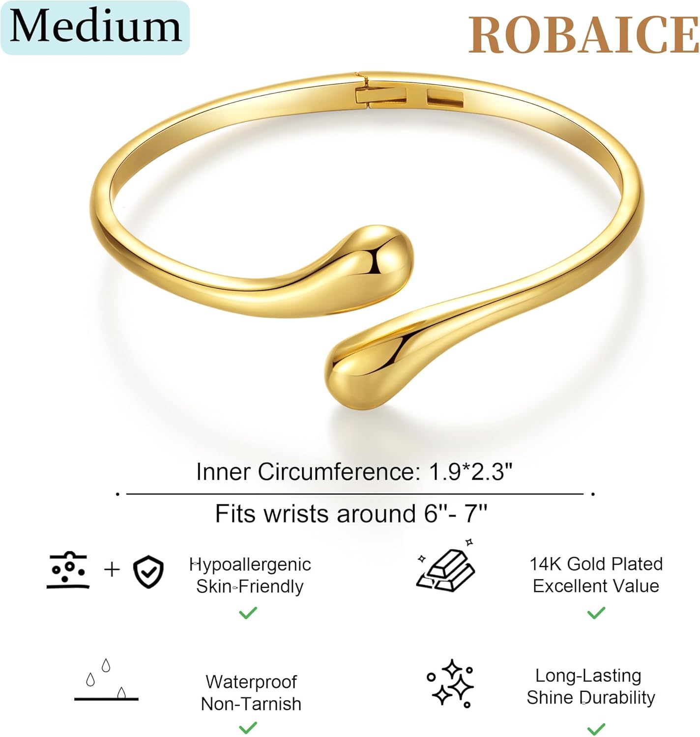 Gold Bracelets for Women Trendy,14K Gold Plated Bangle Cuff Bracelet Chunky Twist B... - Image 6