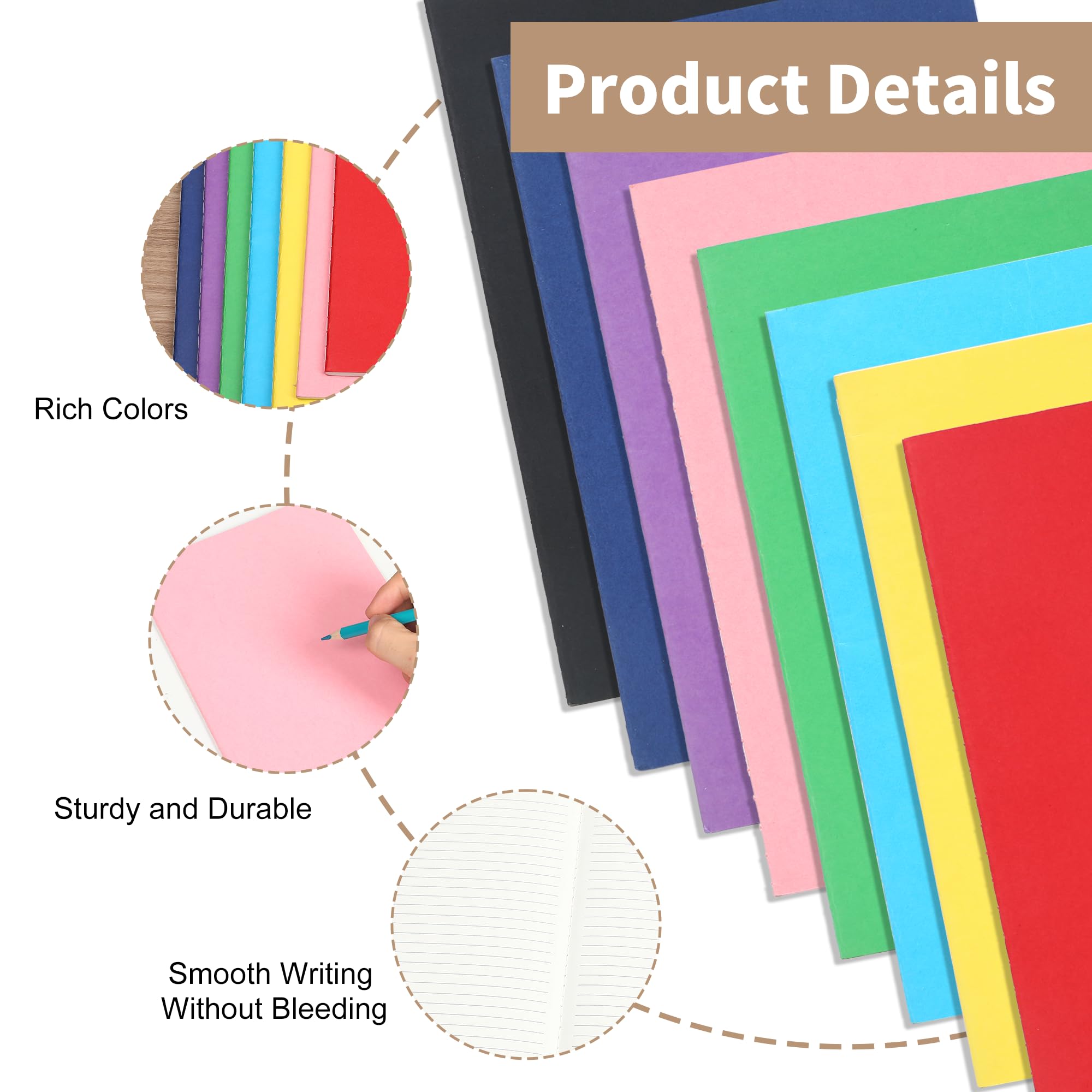 48 cuadernos coloridos con rayas A5, 8.3 x 5.5 pulgadas, diarios pequeños A5 a granel para viajeros, 60 páginas/30 hojas, cuadernos de asignaturas con rayas universitarias, 80 GMS para adultos, niños,