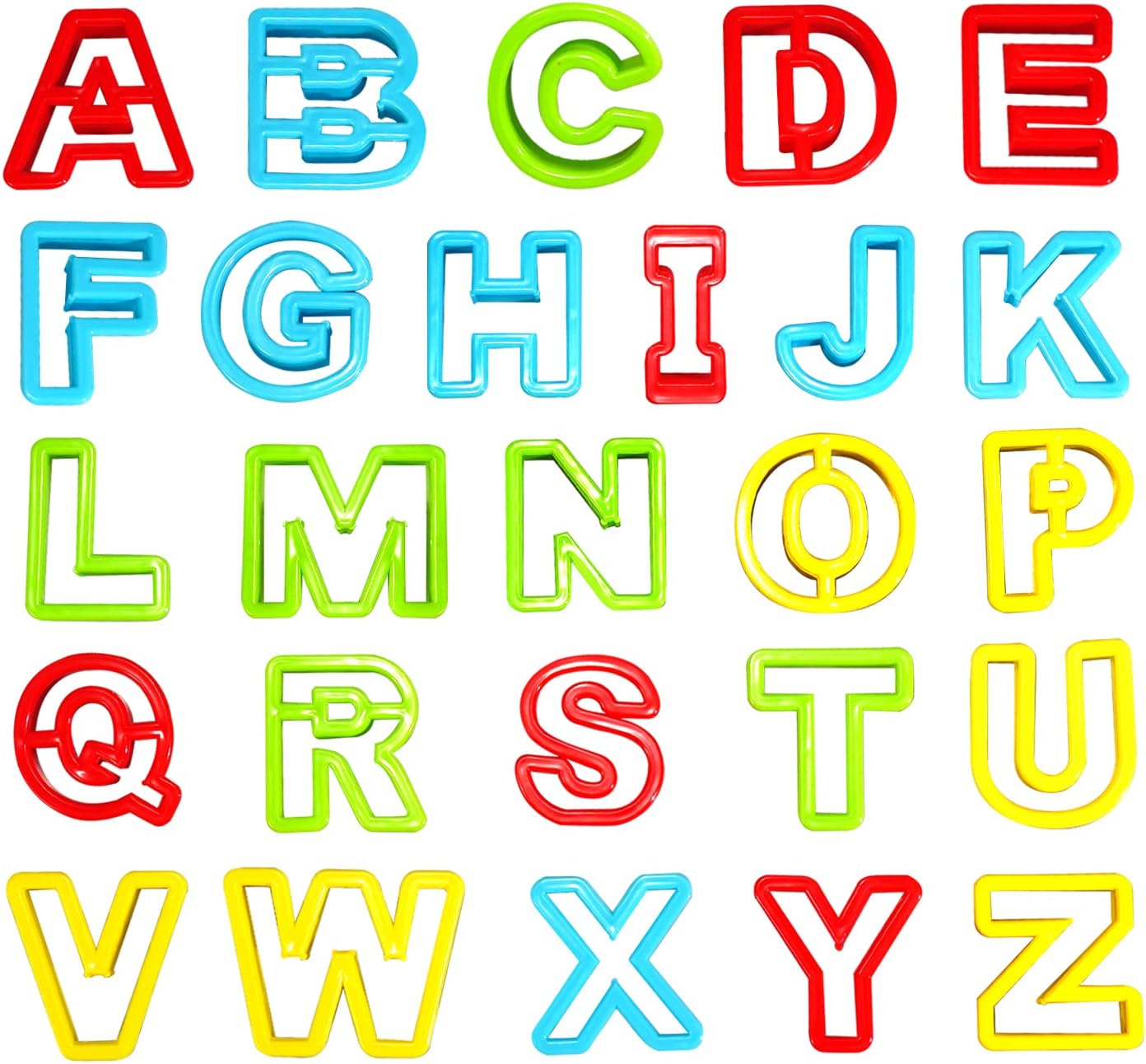 Alphabet Dough Cutter Kit with 26 Capital Letters,Clay Tools Set & Play Dough Non-Toxic Modeling 1 inch-2 inch, Assorted Colors
