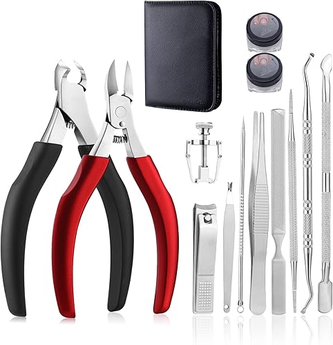 Juego de cortaúñas de pies para podólogos y uñas gruesas, 12 piezas de cortaúñas y herramientas de uñas encarnadas para adultos, ancianos, hombres y